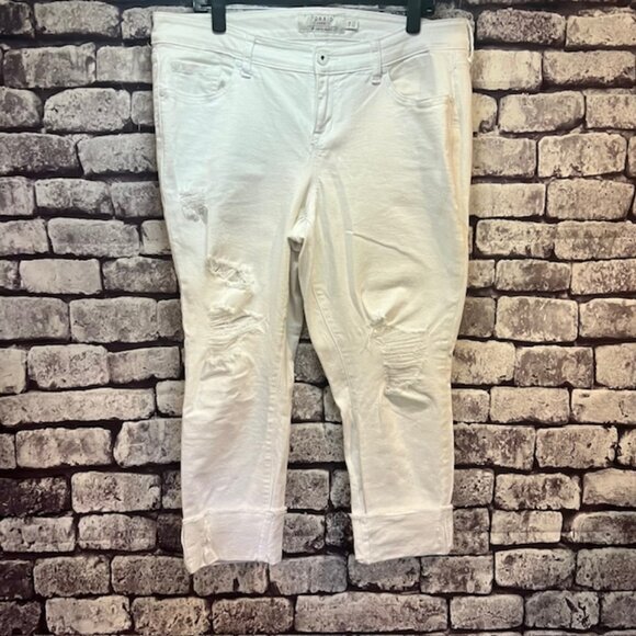 torrid Pants - Torrid White Distressed Crop Pants Size 14